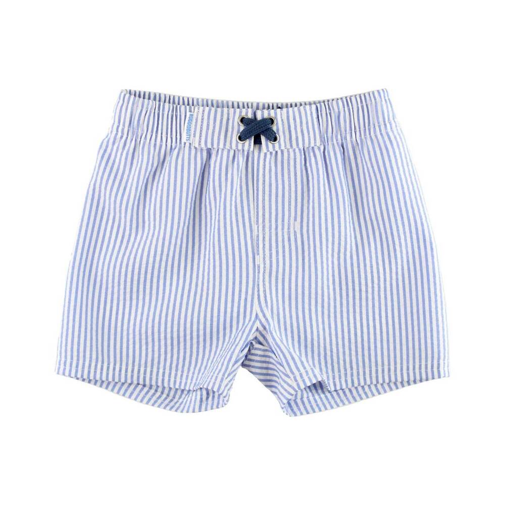 NEW RUFFLEBUTTS boys' seersucker swim trunks swimsuit in blue